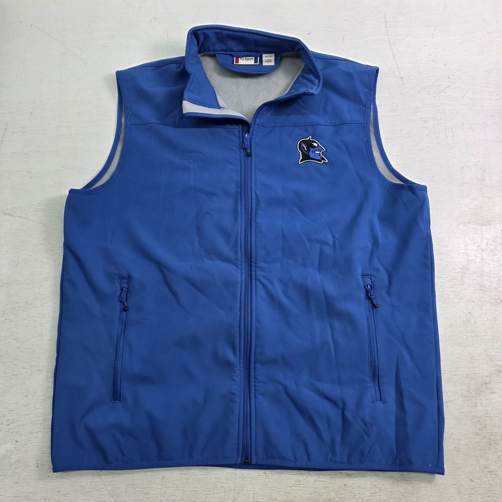 Duke Blue Devils Fleece Lined Softshell Full Zip Vest Mens XL Clique Blue VG